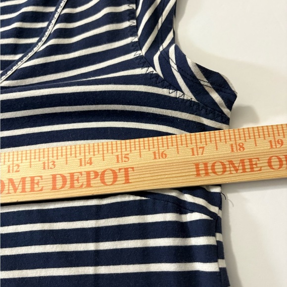 Toad&Co Organic Cotton Samba Muse Navy/White Striped Dress w Side Cinch, Pocket - Picture 5 of 13